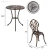 3-teiliges Tulpen-Bistro-Set aus Tisch und Stühlen aus Gussaluminium im europäischen Stil für den Außenbereich, bronzefarbene Garten-Barmöbel-Sets
