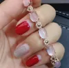 Ställer in meibapj naturlig rosa rose kvartspärr ädelsten fina smycken set 925 silver halsband örhängen ring armband bröllop smycken för kvinnor