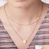 Pendanthalsband Nya rostfritt stål Hjärta Cross ClaVicle Chain Halsband för kvinnor Guld Sier Plated Fashion Double Layer Party Jewe DH6A9