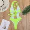 Kobiety Jumpsuits Rompers Bkld Bodysuit for Women Out Out Summer Odzież plażowa impreza neonowe zielone szorty romper backbelecon body 230520