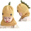 Baskar gör vinter stickad baby stickad hatt halsduk en stycke hattar barn tjej pojke mössor mössor varm dinosaurör öronflap för barn