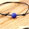 Bracelets de Cheville Simple Pierre Naturelle Bracelet de Cheville En Cuir Pour Femmes Hommes Europe Style Océan Réglable Colorf Volcanique Corde Tressée Drop Delivery Je Dhvwj