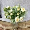 Decoratieve bloemen Silk Peony Artificial Bouquet 5 Big Head and Buds Fake for Christmas THOME TABEL Wedding Decoratie