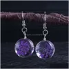 Dangle Chandelier Sell Dried Flower Glass Pendant Earring For Women Unique Design 10 Color Hook Fashion Jewelry Gift Drop Delivery Dhxwc