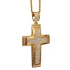 Halsband stora tvärhängen halsband manliga guld färg rostfritt stål mikro pave cz jesus cross halsband för män hip hop is ut smycken