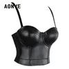 Tanques femininos Camis Aonve Women Summer Summer Sexy Top Pu Leather Festival Roupas Tops BRALETTE CRUPPED PUNK GOTH Clubwear Black Red Plus Tamanho 230519