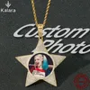 Colares hip hop nome da foto personalizada casal pingentes amizade colar cinco pontas estrela gargantilha jóias personalizadas presentes mais vendidos