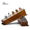 Boxes Oirlv 5 Grids Solid Wooden Ring Display Stand with Microfiber Jewelry Organizer Rack for Women and Men