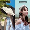 Breda randen hattar sommarskal solskade hatt uv skydd dubbel användning hår båge sol mössa för kvinnor utomhus strand vikbara hink mössor