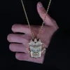 Necklaces TOPGRILLZ New Iced Out UKA Mask Solid Pendant Necklace Men's Micro Paved Hip Hop Gold Silver Color Bling Charm Chains Jewelry