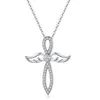 Colliers TONGZHE Hope Love Cross Collier pour femmes Bijoux 925 Sterling Argent Cristal Foi Collier pour Amant Couple Cadeau