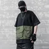 Herren-T-Shirts, Herren-Sommer-Techwear, lockere Passform, übergroße Hip-Hop-T-Shirts, taktisches Cargo-T-Shirt mit funktionellen Taschen, Kurzarm-Oberteile