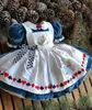 فساتين الفتاة 0-12y طفلة الخريف الشتاء الأزرق فيلفيت Alice Embroidery Vintage Princess Ball Dress لعيد الميلاد عيد ميلاد سببي 230520