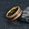 Rings 8mm Electric Gold Inlaid Deer Antler Wood Grain Tungsten Carbide Ring Men's Fashion Wedding Jewelry Gift AAA Quality