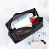 Bolsas de cosméticos casos de maquiagem de malha preta para mulheres com zíper higiene pessoal Ake Up Case Organizer Girl Viagem Hedaninho de lavagem da bolsa Kits