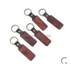 Pendants Custom Logo Personalized Leather Keychain Pendant Beech Wood Carving Keychains Lage Decoration Key Ring Diy Thanksgiving Da Dhl56