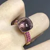 Banden 11,6x7mm Big Stone Natural Crystal Candy Ring met paarse zirkoon kristalring voor vrouwen sieraden cadeau verjaardag