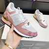 Designer Ren weg sneaker schoenen mannen vrouwen denim roze kalf lederen sneakers mesh gemengde kleur trainer technische rubber rubberen buitenzool retro splicing stylist schoen 05