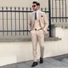 Męskie garnitury moda Mężczyźni szary pary tuxedo szczupły fit grosze Bankiet 3 sztuki Terno Masculino Wedding Blazer Khaki Panting Kamizel