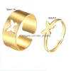 Band Rings Trendy Gold Butterfly For Women Men Lover Couple Set Friendship Engagement Wedding Open Ring 2021 Jewelry Wholesale Drop D Dhjvy