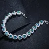 Bangle ThreeGraces Luxury Cubic Zircon Jewelry Light Blue Mystic Fire Heart Crystal Tennisarmband Bangle For Women Party Gift BR100