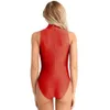 Womens Jumpsuits Rompers iiniim Women Adult Summer Swimsuits Sleeveless Stretch Solid High Cut Back Zipper Bodycon Dance Leotard Bodysuit Bathing Suits 230520