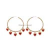 Dangle Chandelier Arrivals Fashion Large Circle Earrings Enamel Heart Tassel For Women Hoop Party Jewelry Wholesale Drop Delivery Dhtoa