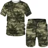 Męskie dresy Summer 3D Print Camuflag Set Suit Casual Tracksuit 2 -Place Oversed Sportswear Man Tshirt Shorts Stroje Ubrania 230520