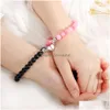 Beaded Newest Fashion 2Pcs /Set Natural Stone Couple Strands Bracelets Designed For Lovers Magnet Attact Each Other Women Men Friend Dhovi