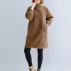 Casual Kleider 2023 Herbst Winter Koreanische Halb Hohe Kragen Plus Samt Lose Kleid Einfache Feste Farbe Frauen Flut