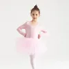 Girl's Dresses Kids Girls Leopard Gymnastics Leotard Ballet Dress Kids Long Sleeve Dance Leotard Tutu Dancewear Ballerina Clothes for Girls 230520