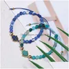 Cuentas de piedra natural Pulsera de cuentas de ágata con tarjeta para mujer Resina ajustable Druzy Hamsa Mano Trenzada hecha a mano Joyería de moda Gota Dhvjb