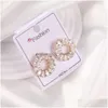 Stud New Cubic Zirconia Round Gemstone Earrings For Women Girls Bridal Fashion Evening Party Jewelry Gifts Drop Delivery Dhzkw