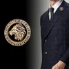 Spille vintage a forma di testa di leone Spille da bavero con animali rotondi per abito da uomo Colletto della camicia Distintivo Accessori per gioielli di lusso Regali