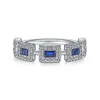 Anneaux de mariage étincelant blanc/bleu CZ bague pour les femmes en forme géométrique mode luxe femme exquis bande bijoux