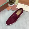 LP Piana skor Summer Stroll Charm Suede Loafers Moccasins Aprikos läder för män och kvinnor par lyxdesigner lägenheter bekväma icke-halkiga avslappnade skor