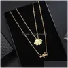 Pendant Necklaces Women Fashion Creative Airplane Cloud Necklace Gold Double Chain Personality Exquisite Choker Party Jewelry Drop D Dhswe