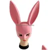 Party Masks Long Ears Rabbit Mask Bunny Costume Cosplay Halloween Masquerade Pink/Black Drop Delivery Home Garden Festive Supplies Dhmkc