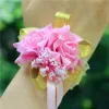 Fashion Flowers Wedding Decorations Bridal Hand Flower Bridesmaids sisters wrist Corsage Foam Rose Simulation Fake Flowers