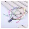 Bedelarmbanden creatieve Turkse blauwe ogen voor vrouwen handgemaakte colorf touw fatima hand palmarmband sieraden drop levering dhyde