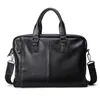 Bortkörningar Natural Cowskin 100% äkta läder Mäns portfölj Fashion Large Capacity Business Bag Black Male Shoulder Laptop Bag 230520