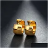 Hoop Huggie Fashion Stainless Steel Smooth Earrings For Women Small Earring Gold Sier Rose Color Party Ear Jewelrywholesale Drop D Dhjz3