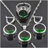 Brincos colar de colar de zircão verde de zircão de zircão feminino anel de cristal rápido QZ0370 Drop Deliver