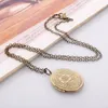 Pendant Necklaces Vintage Openable Po Locket Oval Carved Flower Stripe Picture Necklace Women's Ancient Opening Box Gifts