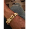 Цепная новая хип -хоп золотой мужские мужские браслеты симуляции бриллианто