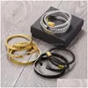 Bracelets De Charme 3Pcs / Set Chiffre Romain Hommes En Acier Inoxydable Bijoux Corde Boucle Bracelets Ouverts Or Pseira Bileklik Bracelet Hip Hop D Dhfw5