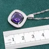 Set set di gioielli geometrici in argento sterling 925 con ametista viola per bracciale da donna, orecchini, collana, anello pendente