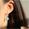 Dangle Lustre Élégant Moonstone Boucle D'oreille Pour Les Femmes De Haute Qualité Vintage Sier Placage Cuivre Bijoux Cadeau Drop Delivery Boucles D'oreilles Dhhkn