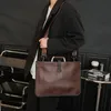 Bortkyror Luxury Business Portcase Manlig högkvalitativ Crazy Horse Leather Crossbody Shoulder Bag Men Laptop Bag Man Handbag BROSCASES 230520
