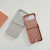 Folding Plating Vogue Phone Case för Samsung Galaxy Z Flip4 5G Robust Slim Full Protective Soft stötfångare Stripe Print Shell Suffproof
